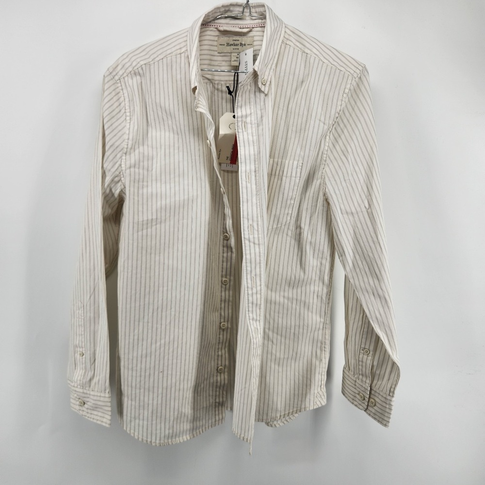Hawker Rye Men's Off White Medium Short Essential Wash Stretch Shirt NWT